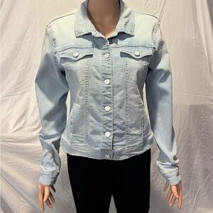 Kensie Striped Light Blue Jean Jacket